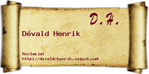 Dévald Henrik névjegykártya